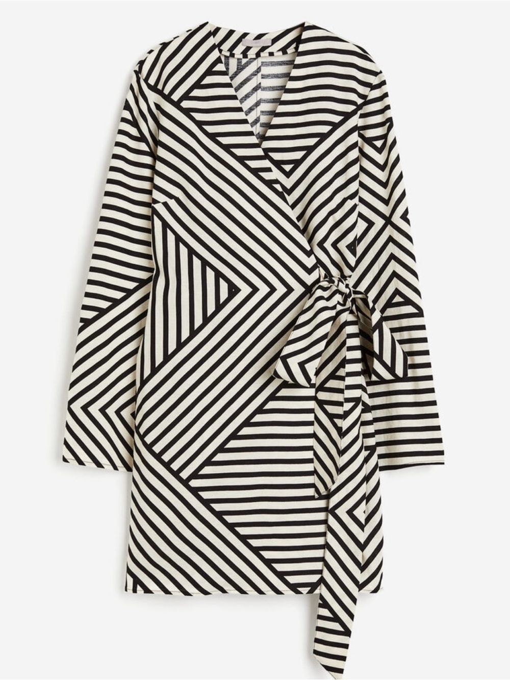 H&M Black and White Striped Wrap Dress